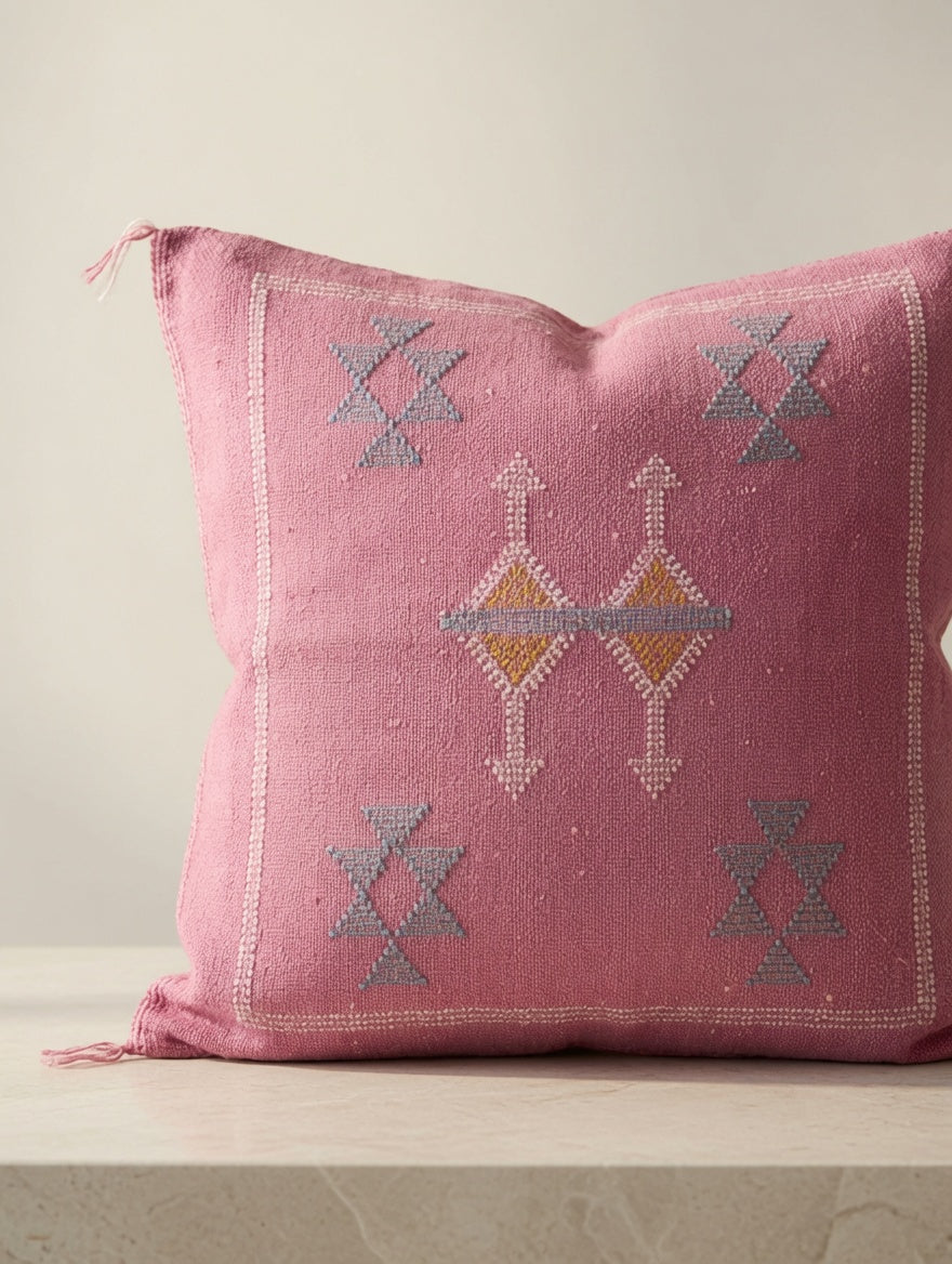 Housse de Coussin Soie de Cactus Le Rose des Sables