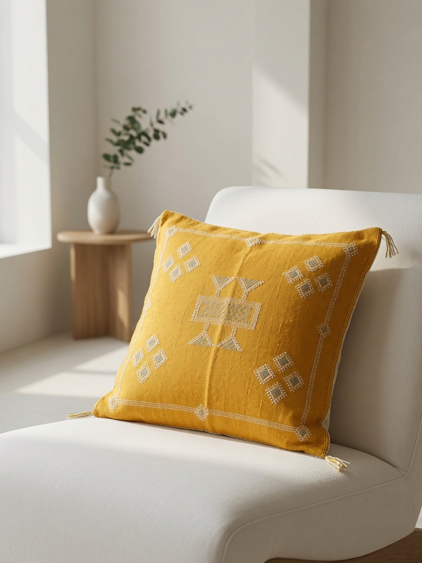 Housse de coussin en soie de cactus Le Soleil des Amazighs