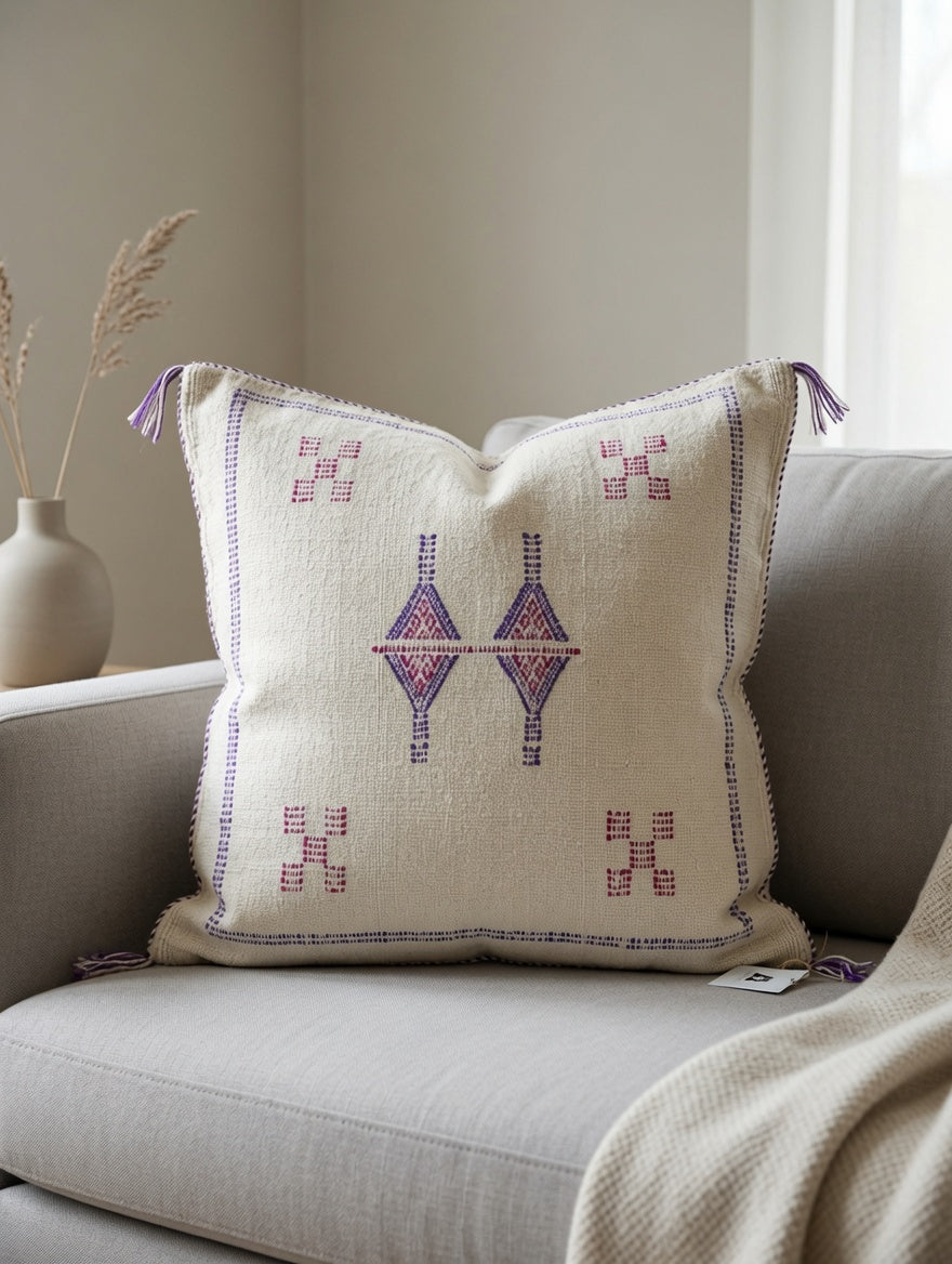 Housse coussin sabra soie de cactus Maroc