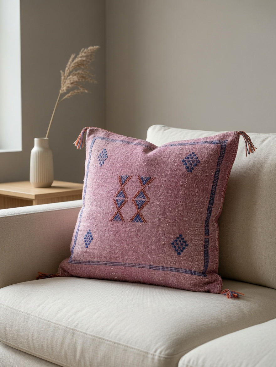 Housse coussin sabra en soie de cactus Maroc