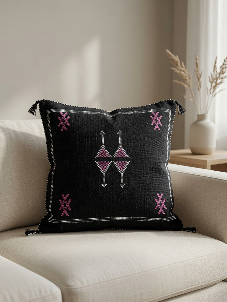 Housse coussin sabra en soie de cactus Maroc