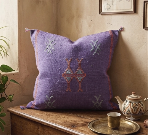 Housse de coussin sabra soie de cactus Maroc