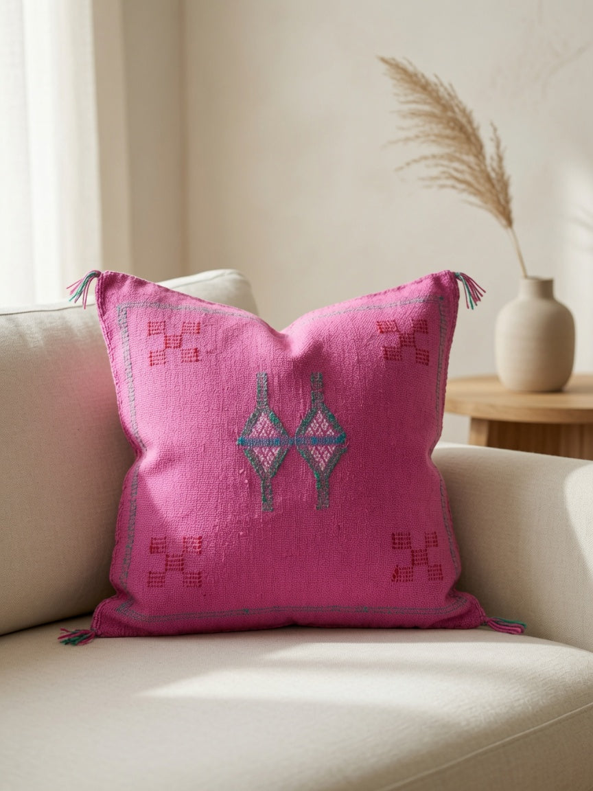 Housse de coussin sabra soie de cactus Maroc