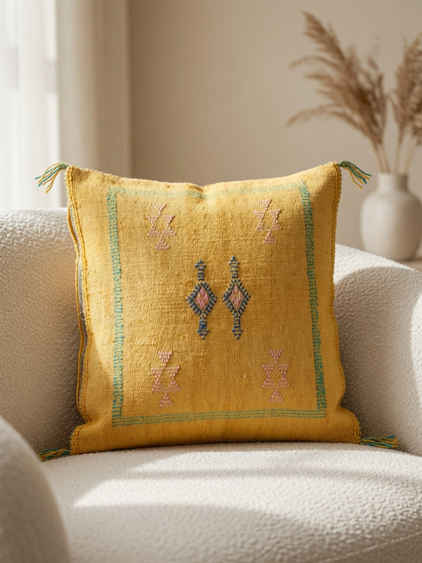 Housse de coussin sabra soie de cactus Maroc