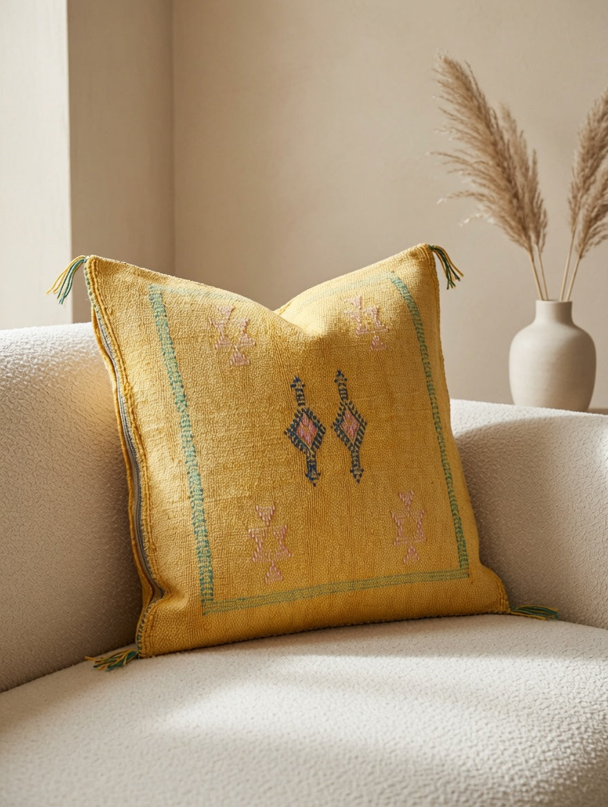 Housse de coussin sabra soie de cactus Maroc
