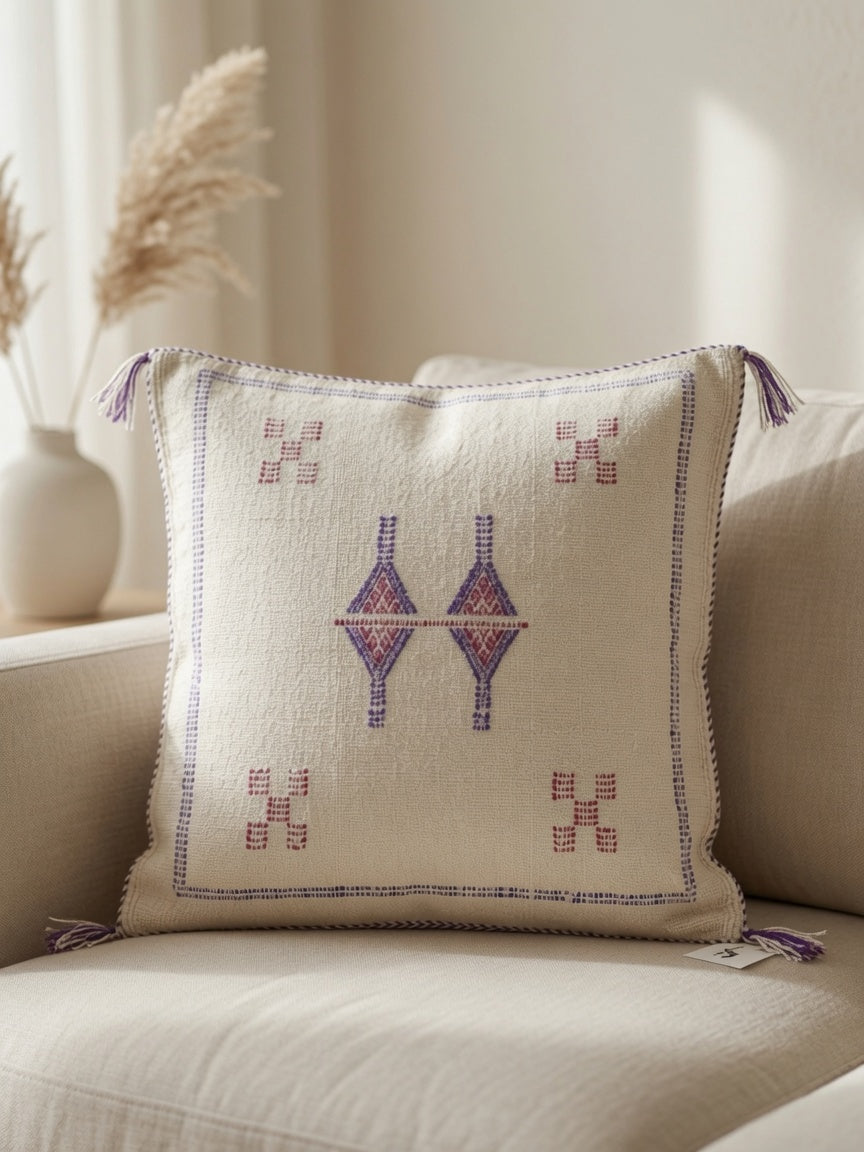 Housse coussin sabra soie de cactus Maroc