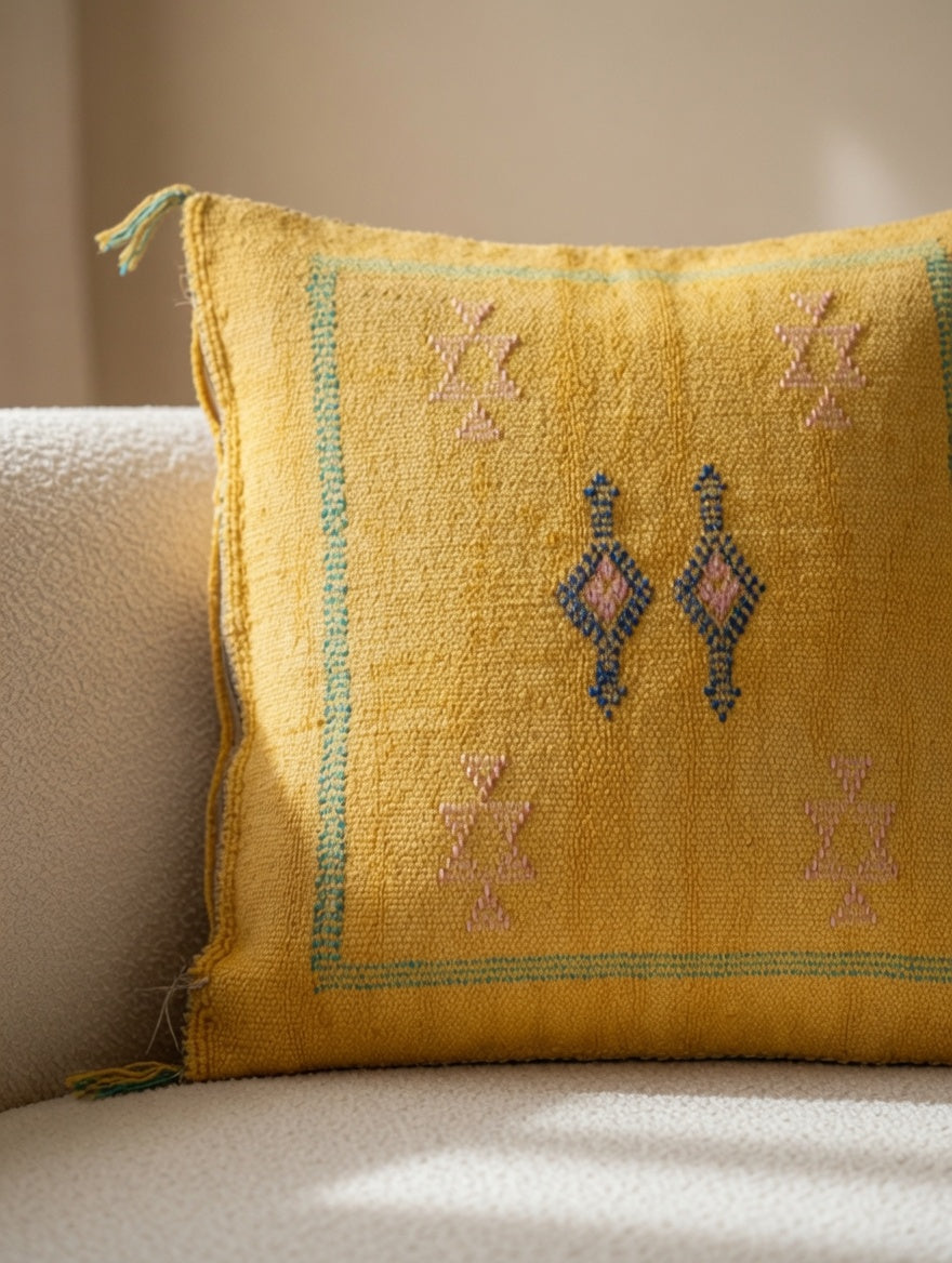 Housse de coussin sabra soie de cactus Maroc